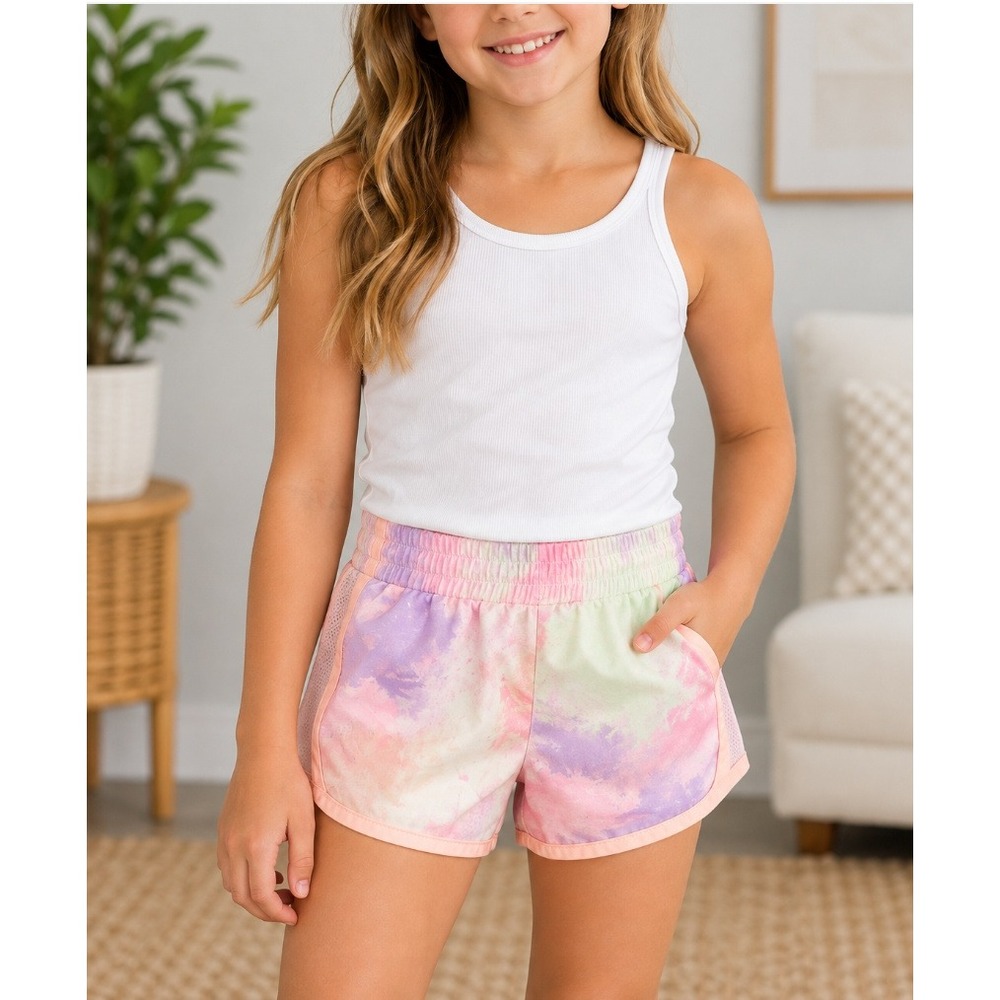 Nike Girls Dri-FIT Tie Dye Running Shorts Pink Purple Size 3T_236